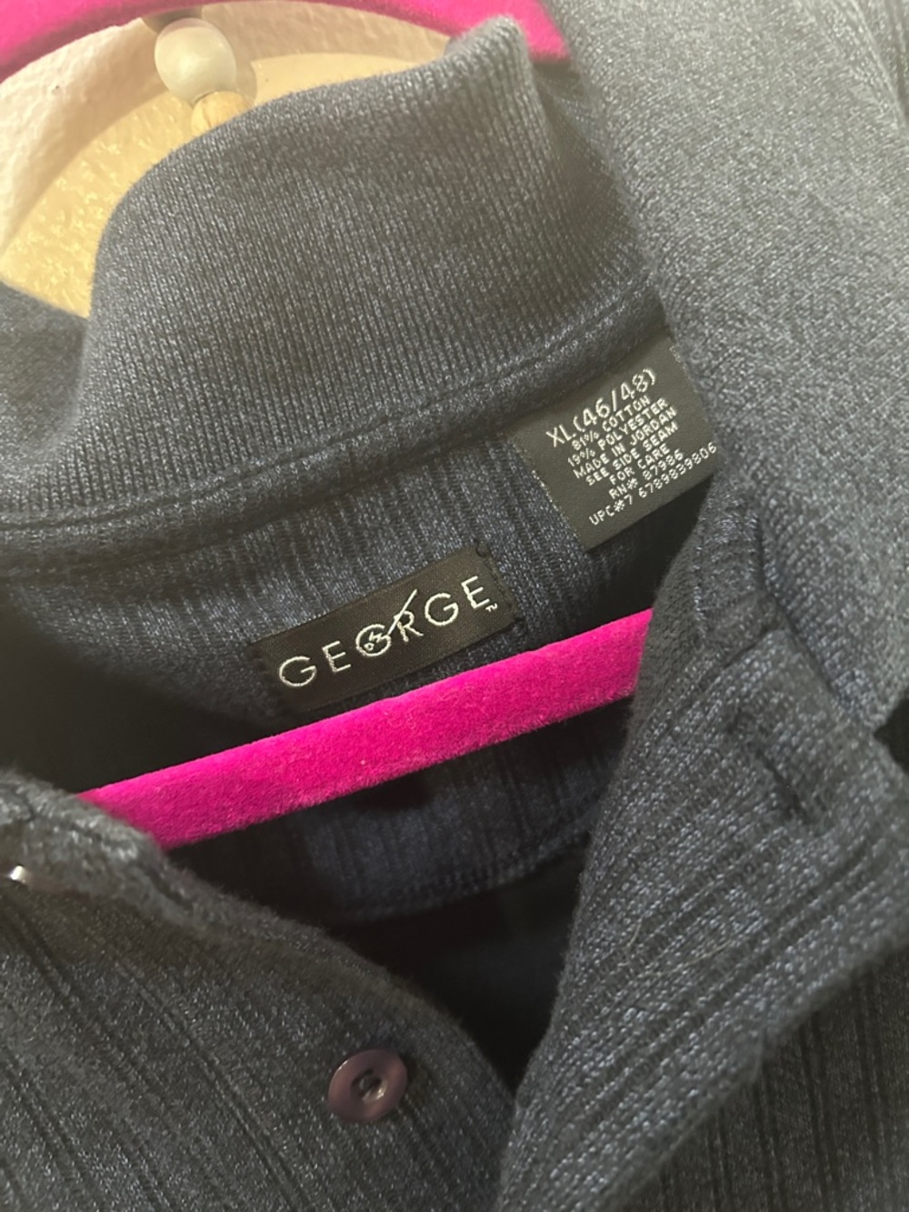 George Men’s Dark Gray Zip-Up Ribbed Sweater